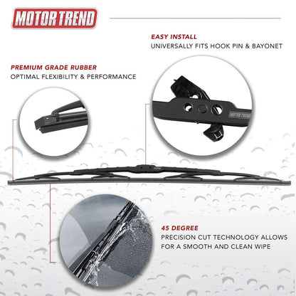 MotorTrend High Performance Aerodynamic Wiper Blade - Silent, Durable, Streak-Free (Single)
