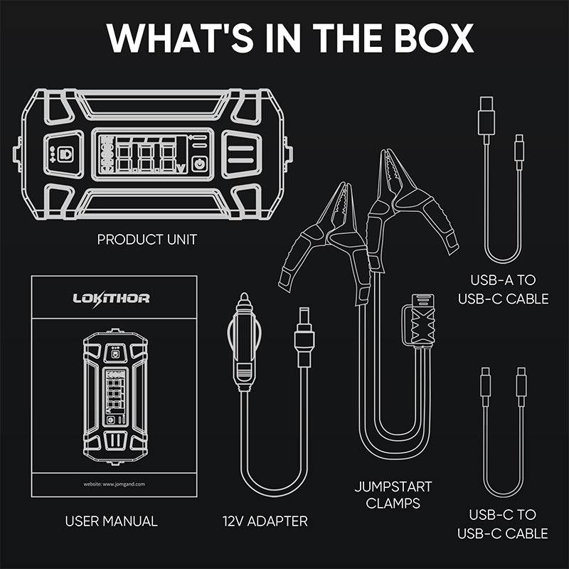 LOKITHOR J402 Portable Jump Starter 3000A Peak with ConnectMax Tech for 9.0L Gas/7.0L Diesel