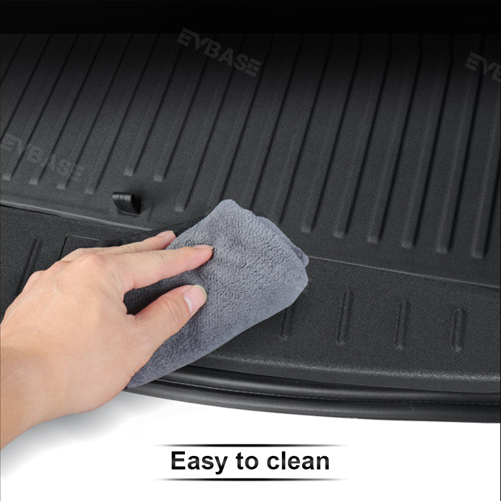 EVBASE Model S Trunk Sill Plate Cover Rear Bumper Protector Guard Trim TPE with Carbon Fiber Pattern