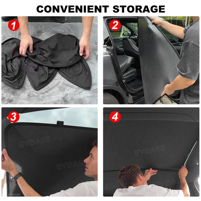 EVBASE Model Y L Glass Roof Sunshade Ice Crystal Sunroof Shade Foldable Heat Reflective Sun Visor