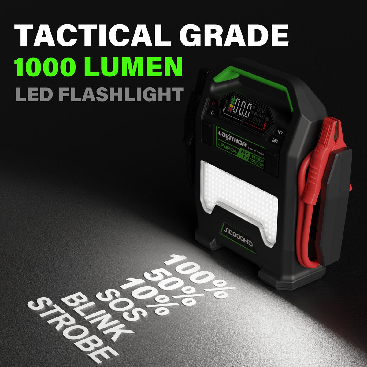 LOKITHOR J10000HD Heavy Duty Jump Starter 12V 10000A / 24V 5000A with Auto-Sensing Booster for Semi-Trucks & Large Engines