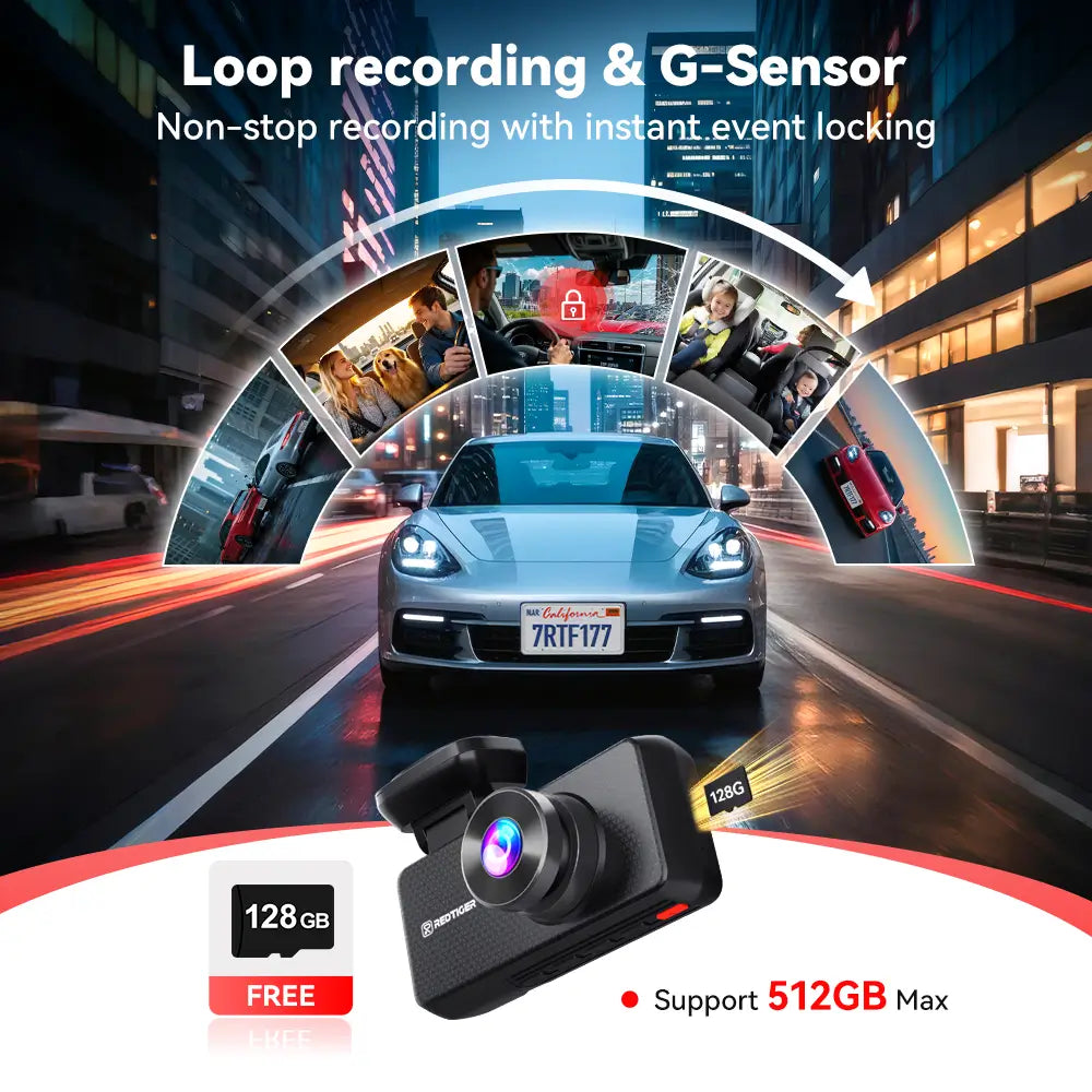 REDTIGER F17 Plus 4-Channel 2.7K Dash Cam with Sony STARVIS 2 & Wi‑Fi
