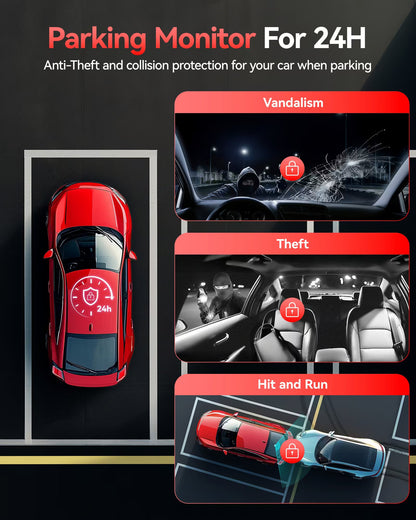 REDTIGER VP20 530° 3-Channel IR Night View Dash Cam