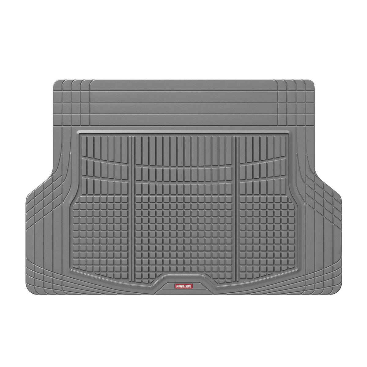 MotorTrend FlexTough Square Groove Trunk/Cargo Liner Mat - Heavy Duty, All Weather, Trim to Fit (54" x 37") - Gray