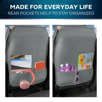 Car Seat Covers - DiamondLux Edition Premium Faux Leather Seat Protectors - Double Cross Stitched Cushioned Automotive Accessories for Trucks