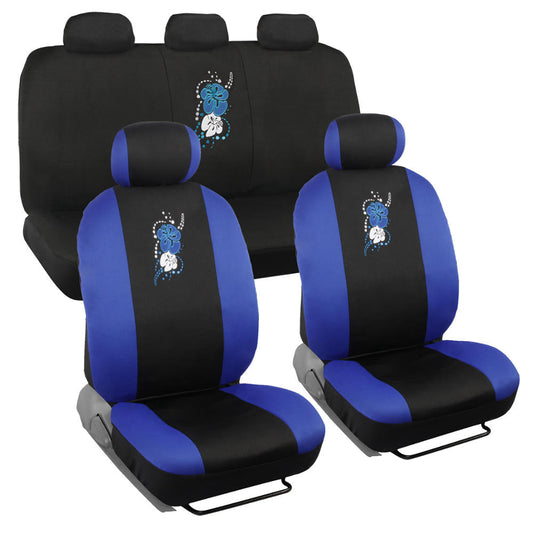 BDK 10-Piece Hawaiian Flower Front Seat Covers, Rear Seat Covers, and Seat Belt Pads