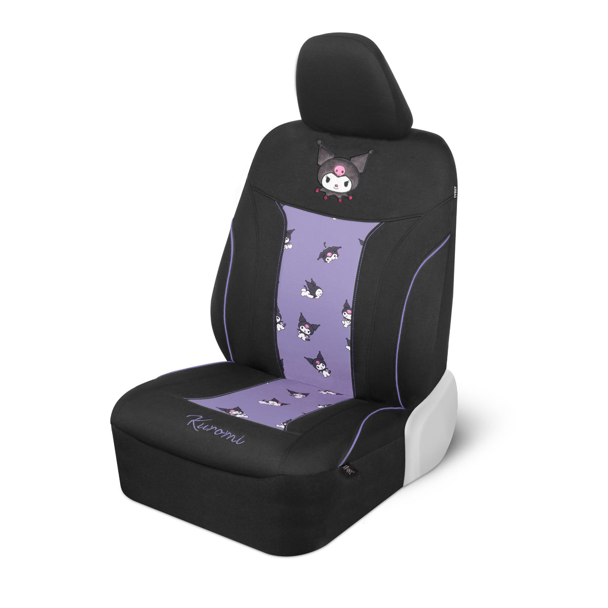 Hello Kitty Kuromi Car Seat Cover - Cute Black and Purple Front Seat Cover with Lavender Accents, Durable and Comfortable Polyester, Car