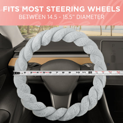 Carbella Twisted Plush Fur Steering Wheel Cover (Fits 14.5" - 15.5")