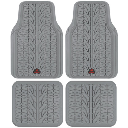 MotorTrend 4-Piece Grand Prix Tire Tread Front Floor Mats and Rear Floor Mats - Heavy Duty, All Weather, Trim to Fit