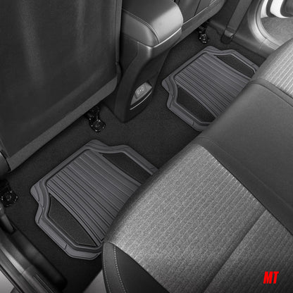 Motor Trend ChromeTech Car Floor Mats Full Set - Durable Rubber Floor Mats for Cars with Two Tone Accent, All Weather Interior Protection for