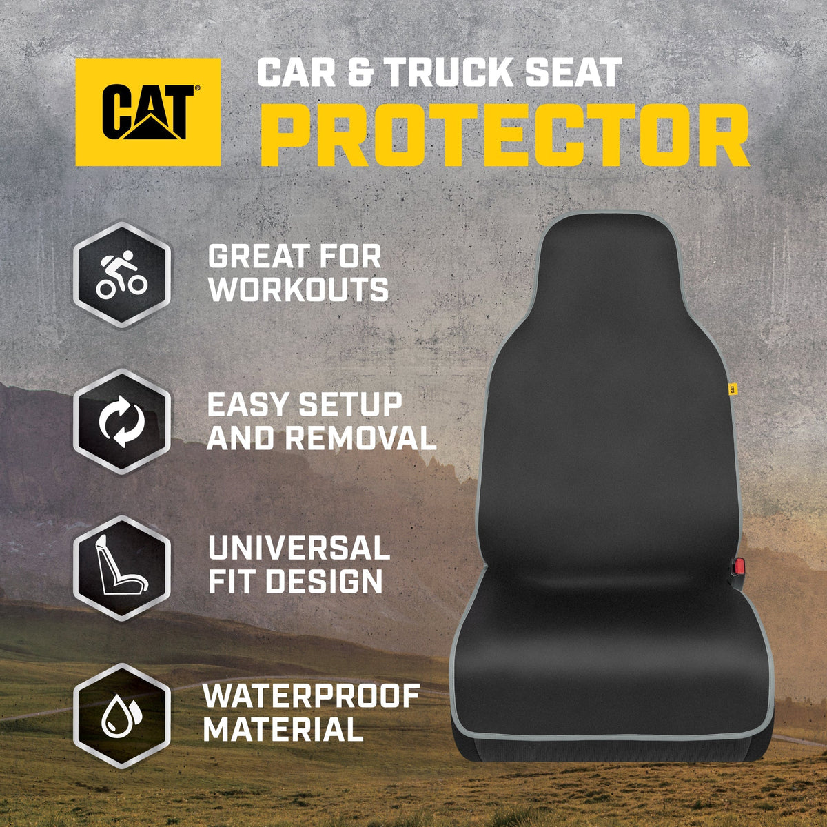 Cat® Waterproof Car Seat Covers for Front Seats, 2 Pack with Black Trim - Durable Neoprene Seat Covers for Cars, Fits 95% of Cars Trucks SUV