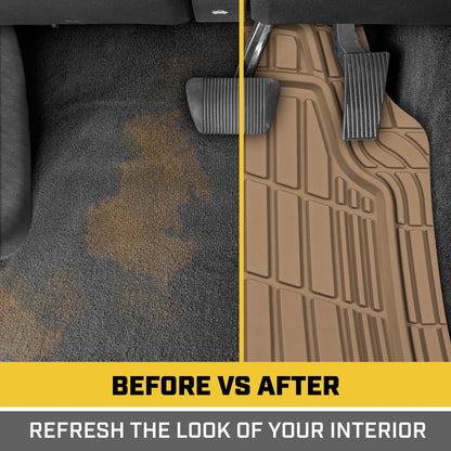 CAT 3-Piece ToughRide Rubber Front Floor Mats and Rear Floor Mats - Heavy Duty, All Weather, Trim to Fit