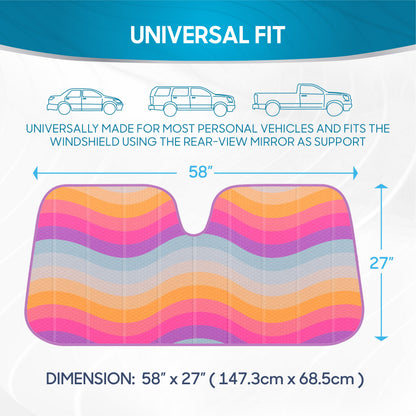 BDK Retro Wave Automotive Windshield Sunshades Accordion Folding Style - Windshield Sun Shade Auto Shade for Cars Trucks SUVs Vans Sun Visor