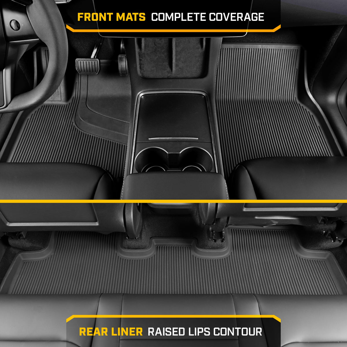 Cat® JustFit™ 3D Floor Mats for Tesla Model Y 2024 2023 2022 2021 2020 - Custom Fit Tesla Model Y Floor Mats with Extended Coverage Design