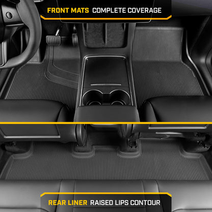 Cat® JustFit™ 3D Floor Mats for Tesla Model Y 2024 2023 2022 2021 2020 - Custom Fit Tesla Model Y Floor Mats with Extended Coverage Design