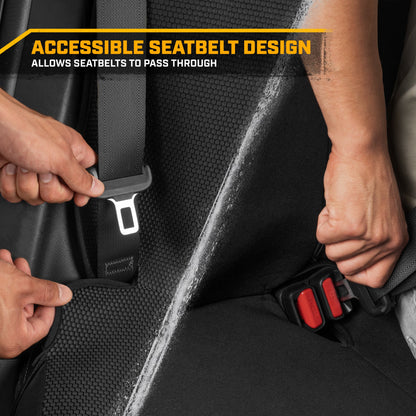 Cat Flexfit Black Rear Seat Cover for Car - Durable Canvas & Mesh Design 60/40 Split Bench Protector for Cars, Trucks & SUVs - Back Seat Cover