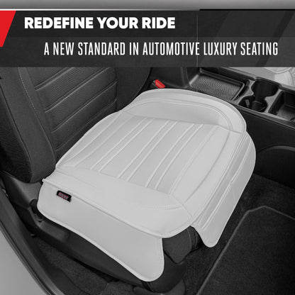 Motor Trend Faux Leather Front Seat Cover for Cars - Set of 2 White Front Car Seat Covers for SUV & Truck with Storage Pockets - Automotive Car