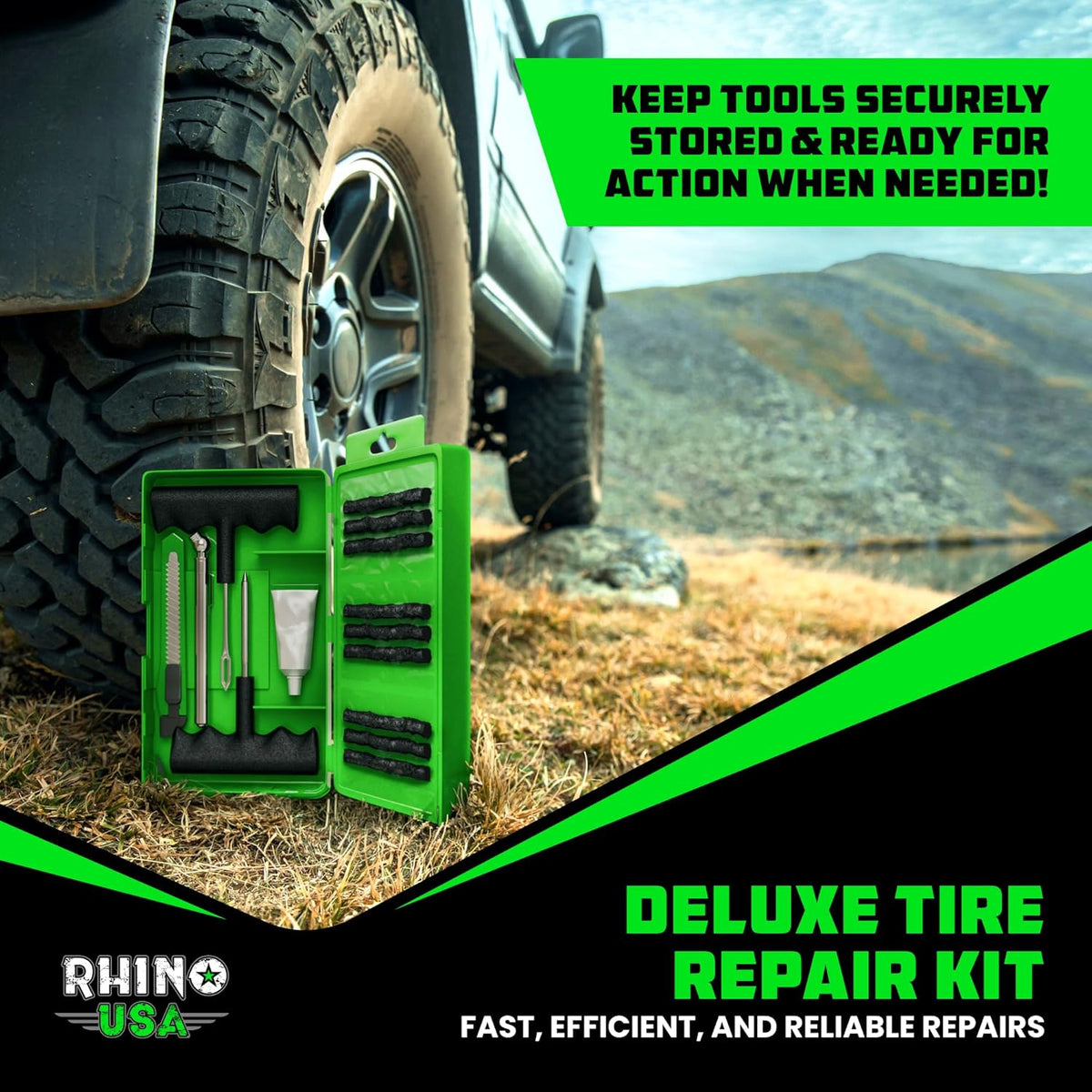 Rhino USA 14-Piece Compact Tire Repair Kit