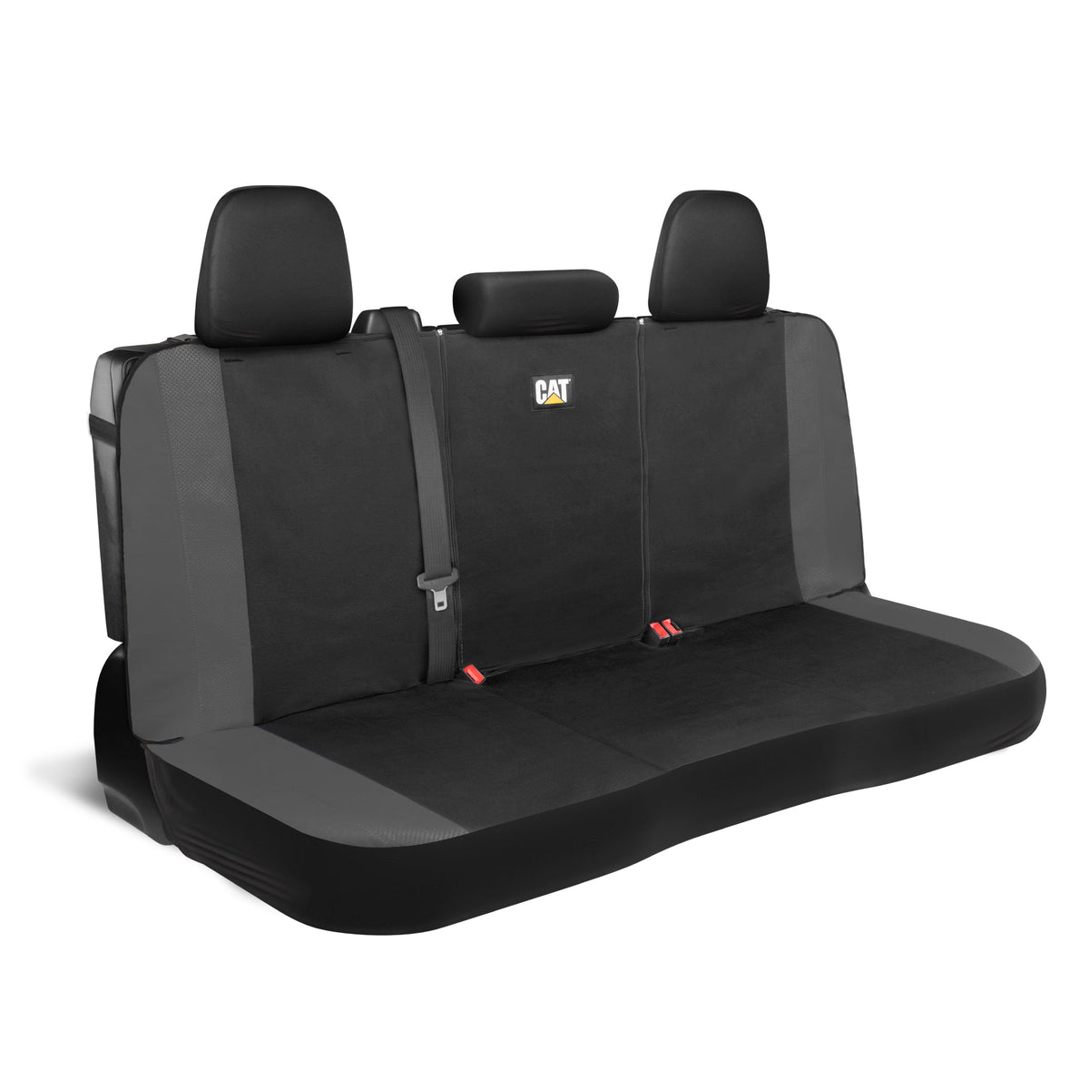 Cat Flexfit Gray Rear Seat Cover for Car – Durable Canvas & Mesh Design 60/40 Split Bench Protector for Cars, Trucks & SUVs – Back Seat Cover for