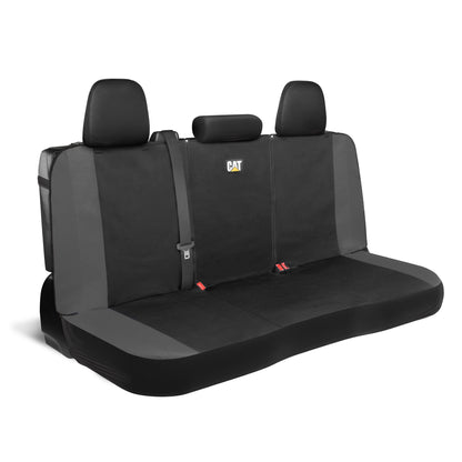 Cat Flexfit Gray Rear Seat Cover for Car – Durable Canvas & Mesh Design 60/40 Split Bench Protector for Cars, Trucks & SUVs – Back Seat Cover for