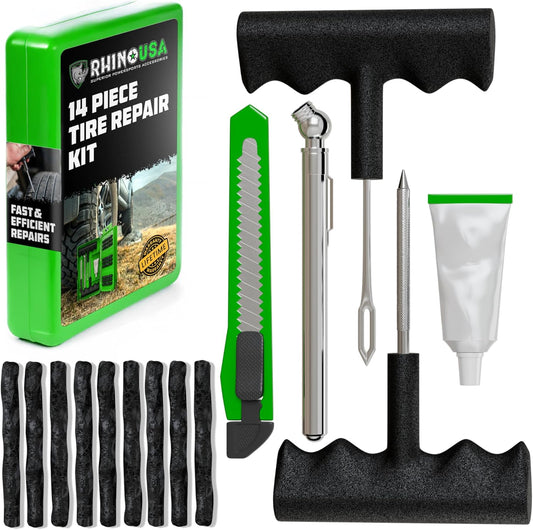 Rhino USA 14-Piece Compact Tire Repair Kit