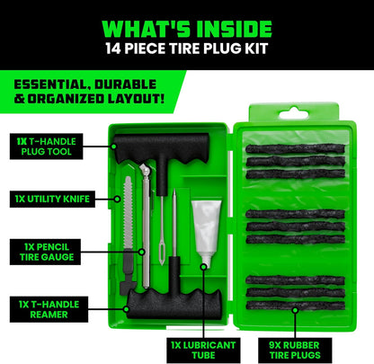 Rhino USA 14-Piece Compact Tire Repair Kit
