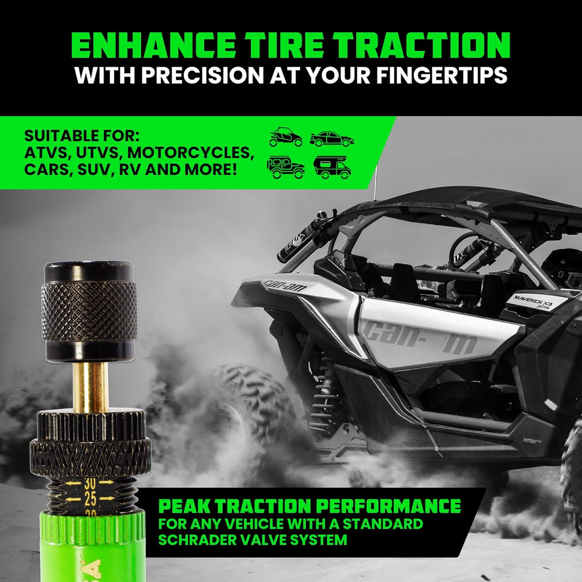 Rhino USA 10-30 PSI Adjustable Tire Deflator Kit
