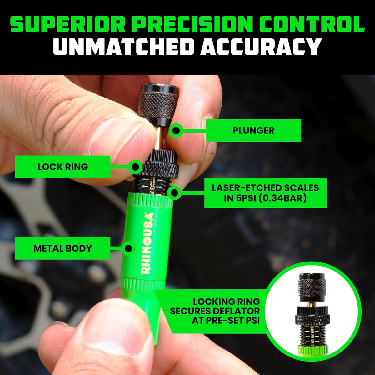 Rhino USA 10-30 PSI Adjustable Tire Deflator Kit
