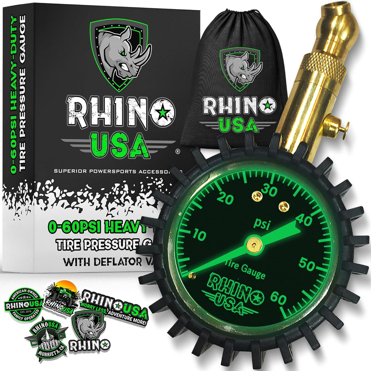Rhino USA 60 PSI Tire Pressure Gauge
