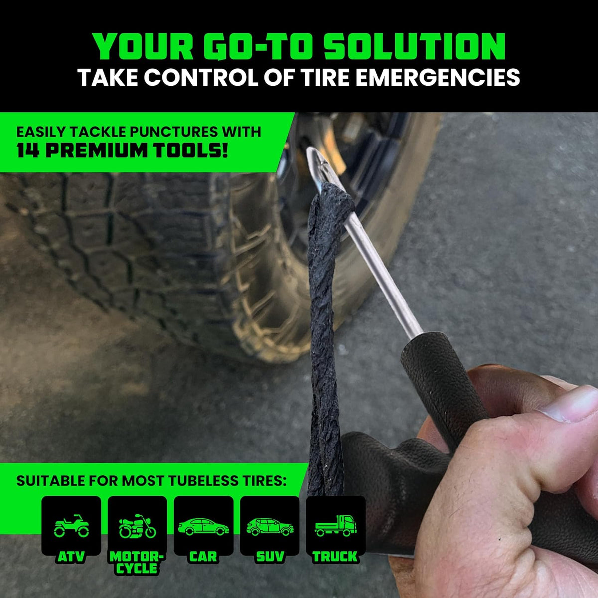 Rhino USA 14-Piece Compact Tire Repair Kit