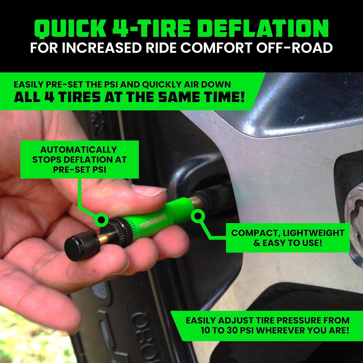 Rhino USA 10-30 PSI Adjustable Tire Deflator Kit