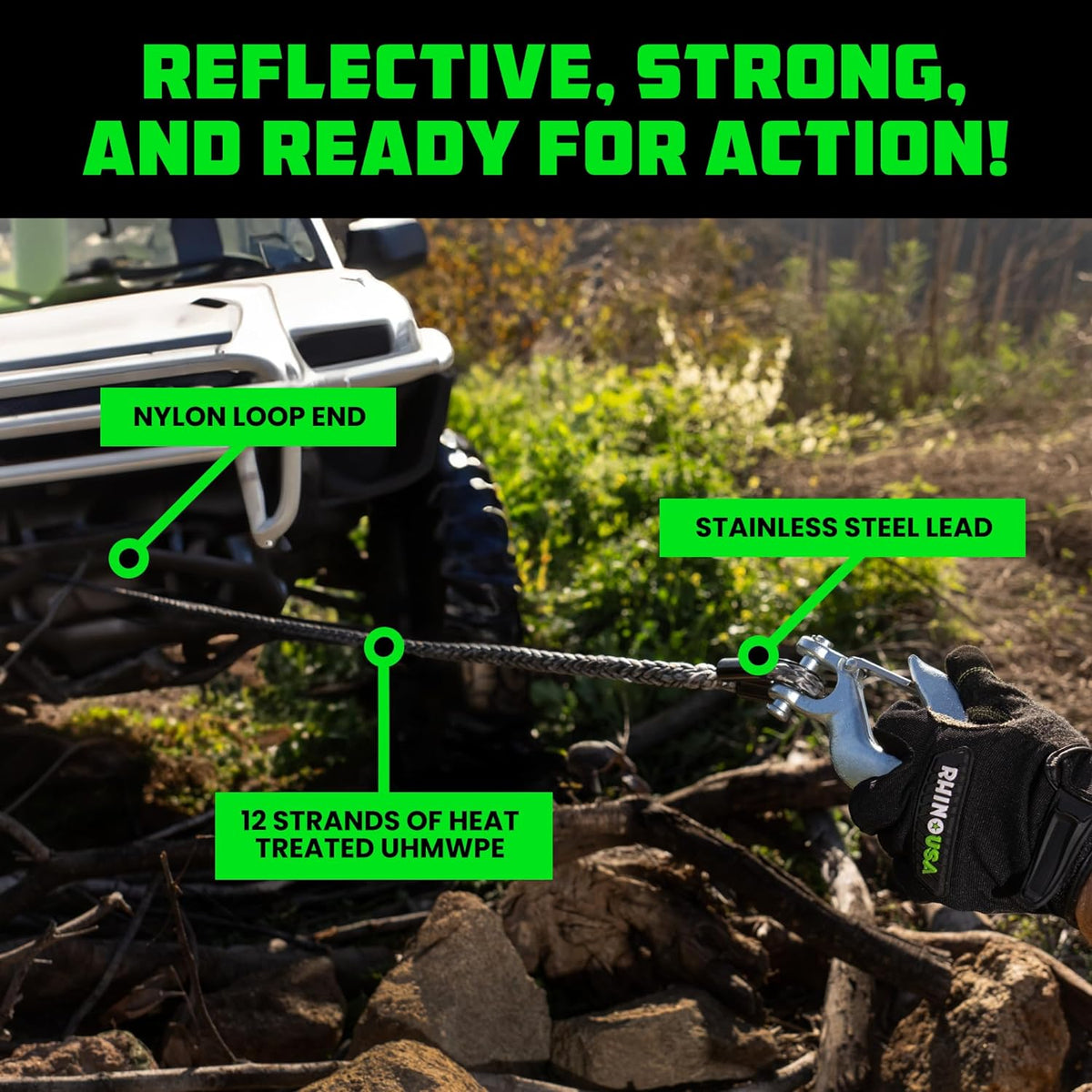Rhino USA Synthetic Winch Rope