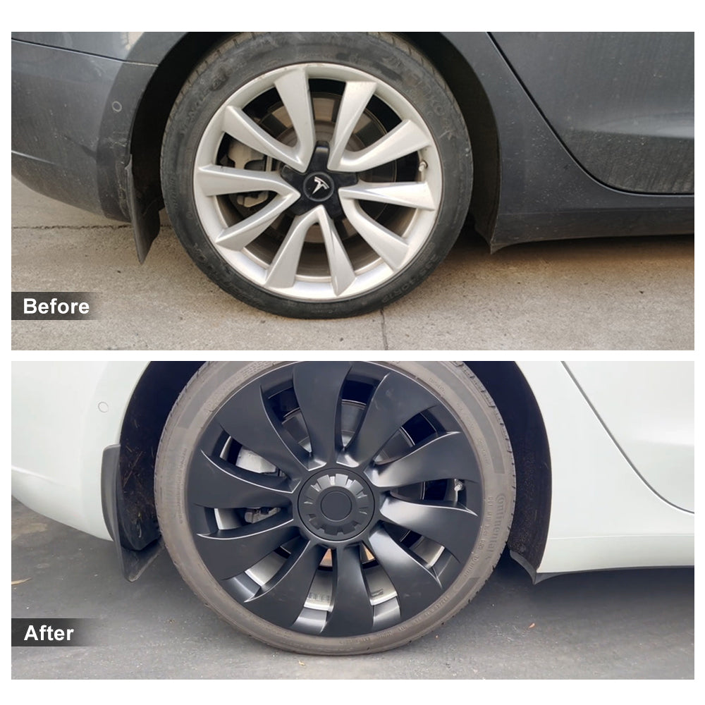 EVBASE Model 3 19 Inch Wheel Covers Replacement Überturbine Style Wheel Hubcaps Protector Cover Kit 4pcs