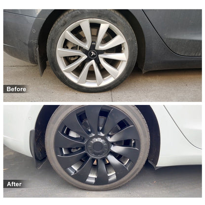 EVBASE Model 3 19 Inch Wheel Covers Replacement Überturbine Style Wheel Hubcaps Protector Cover Kit 4pcs