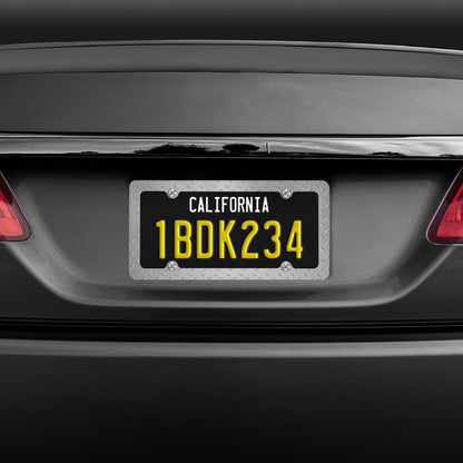 BDK Die-Cast Stainless Metal License Plate Frame/Holder Universal Size - Blank Metal Design (Pack of 2)