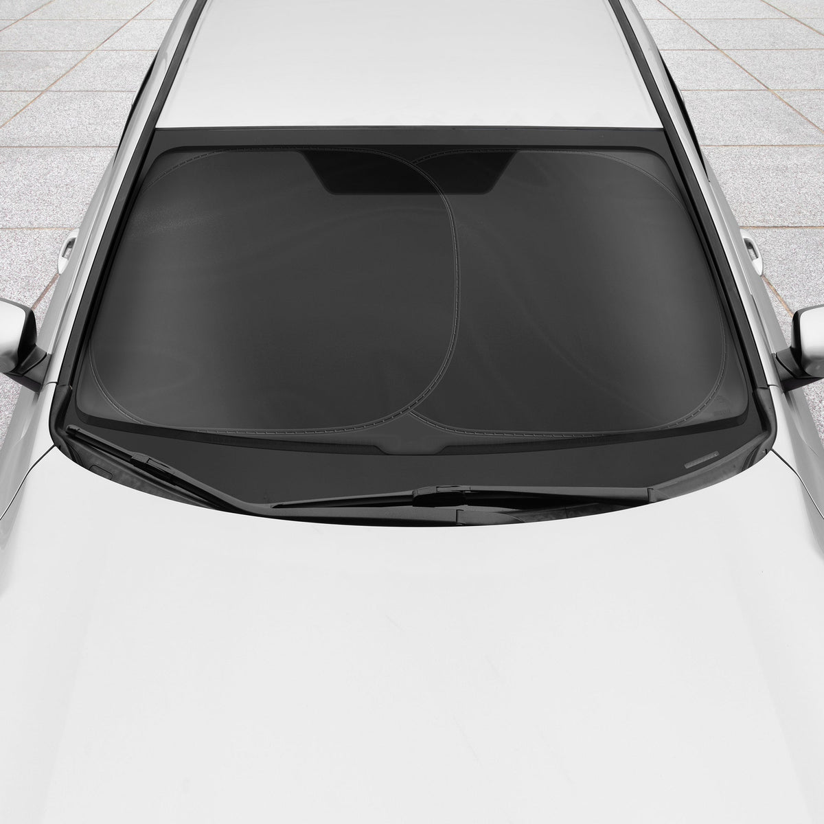 Carbella 2PC Black Car Windshield Sun Shade - Car Accessories Sunshade for Windshield - Blocks UV Rays Sun Visor for Window Protector - Easy