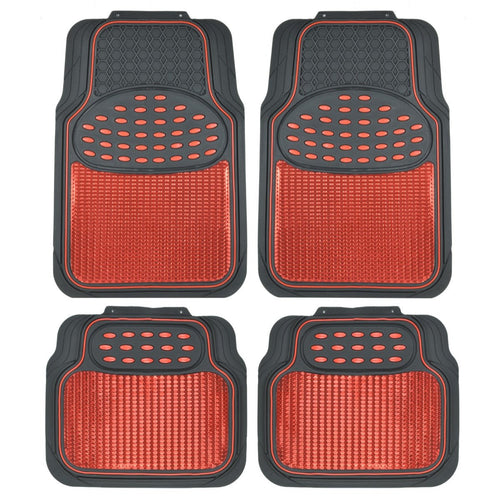 BDK 4-Piece Centered Cushioned Grip Pad Front Floors Mats and Rear Floor Mats - Heavy Duty, All Weather, Trim to Fit