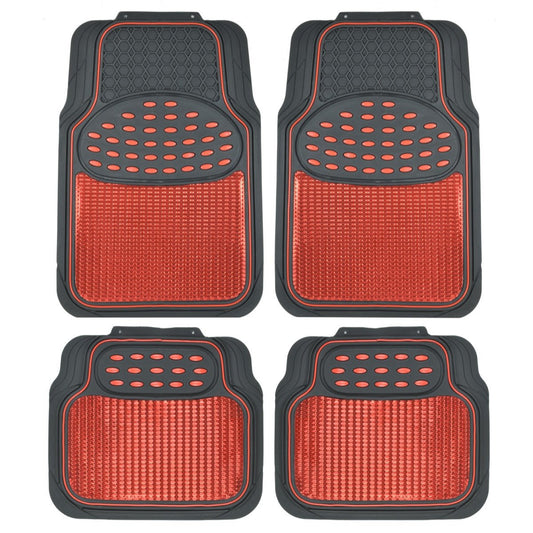 BDK 4-Piece Centered Cushioned Grip Pad Front Floors Mats and Rear Floor Mats - Heavy Duty, All Weather, Trim to Fit
