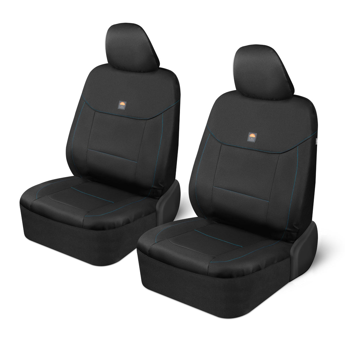 C&C Napa Leatherette 2 Front Seat Covers - Faux Leather Car Seat Protectors for Cars & Trucks - UV-Resistant, Easy to Clean, Semi-Universal Fit