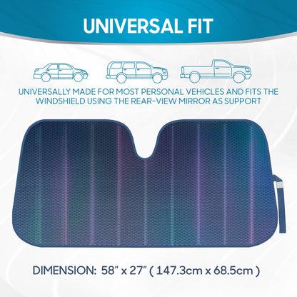BDK Iridescent Mermaid, Hologram Foil, Chameleon Front Windshield Sun Shade, Double Bubble Accordion Folding Auto Sunshade for Car Truck SUV 58 x