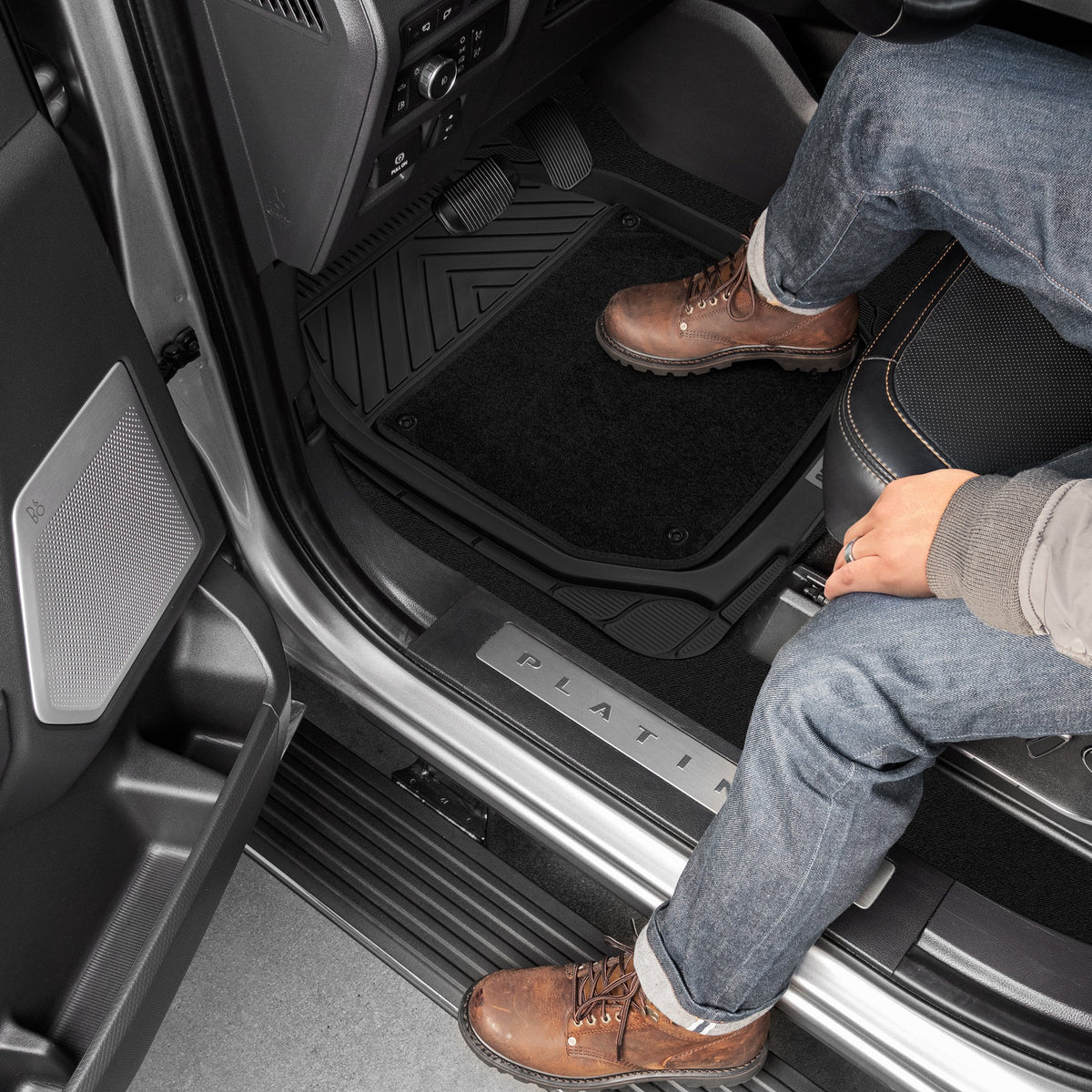 CAT 4-Piece Detachable Carpet Deep Dish Front Floor Mats and Rear Floor Mats - Heavy Duty, All Weather, Trim to Fit