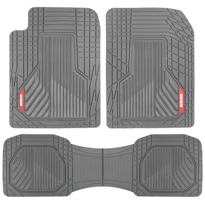 MotorTrend 3-Piece Raised Ridge Multi-Channel Front Floor Mats and Rear Floor Mat - Heavy Duty, All Weather, Trim to Fit - Gray