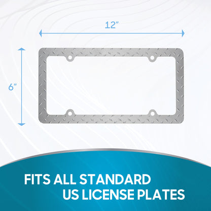 Chrome Plated Rust-Proof Die-Cast Stainless Metal License Plate Frame/Holder Universal Size - Blank Metal Design (Pack of 2)
