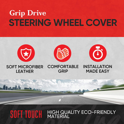 MotorTrend GripDrive Carbon Fiber Weave Ergonomic Grip Steering Wheel Cover (Fits 14.5" - 15.5")