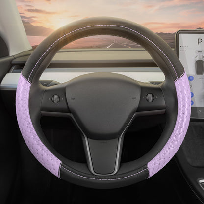 Carbella Pink Sequin Stitched with Crystals Steering Wheel Cover (Fits 14.5" - 15.5")