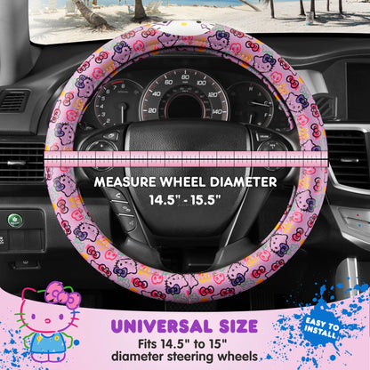 Hello Kitty Steering Wheel Cover, Official Sanrio Car Steering Wheel Cover with Universal Size 14.5 - 15, Cute Steering Wheel Cover for Women