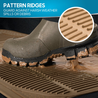 BDK 3-Piece Square Heel Pads Front Floor Mats and Rear Floor Mats - Heavy Duty, All Weather, Trim to Fit