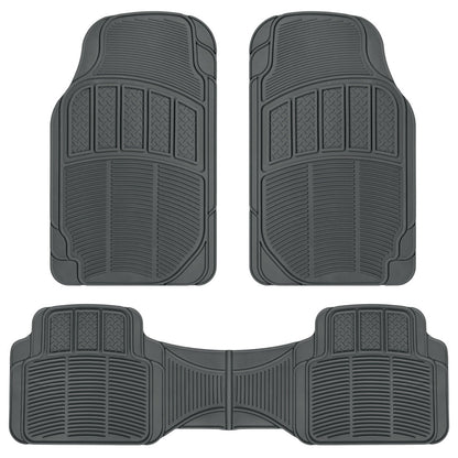BDK 3-Piece Square Heel Pads Front Floor Mats and Rear Floor Mats - Heavy Duty, All Weather, Trim to Fit