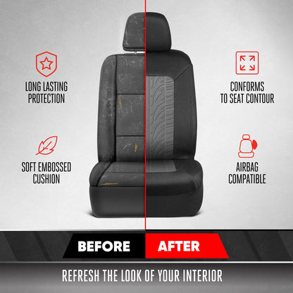 MotorTrend GrandPrix Tire Embossed Front Seat Covers and Rear Seat Covers - Gray