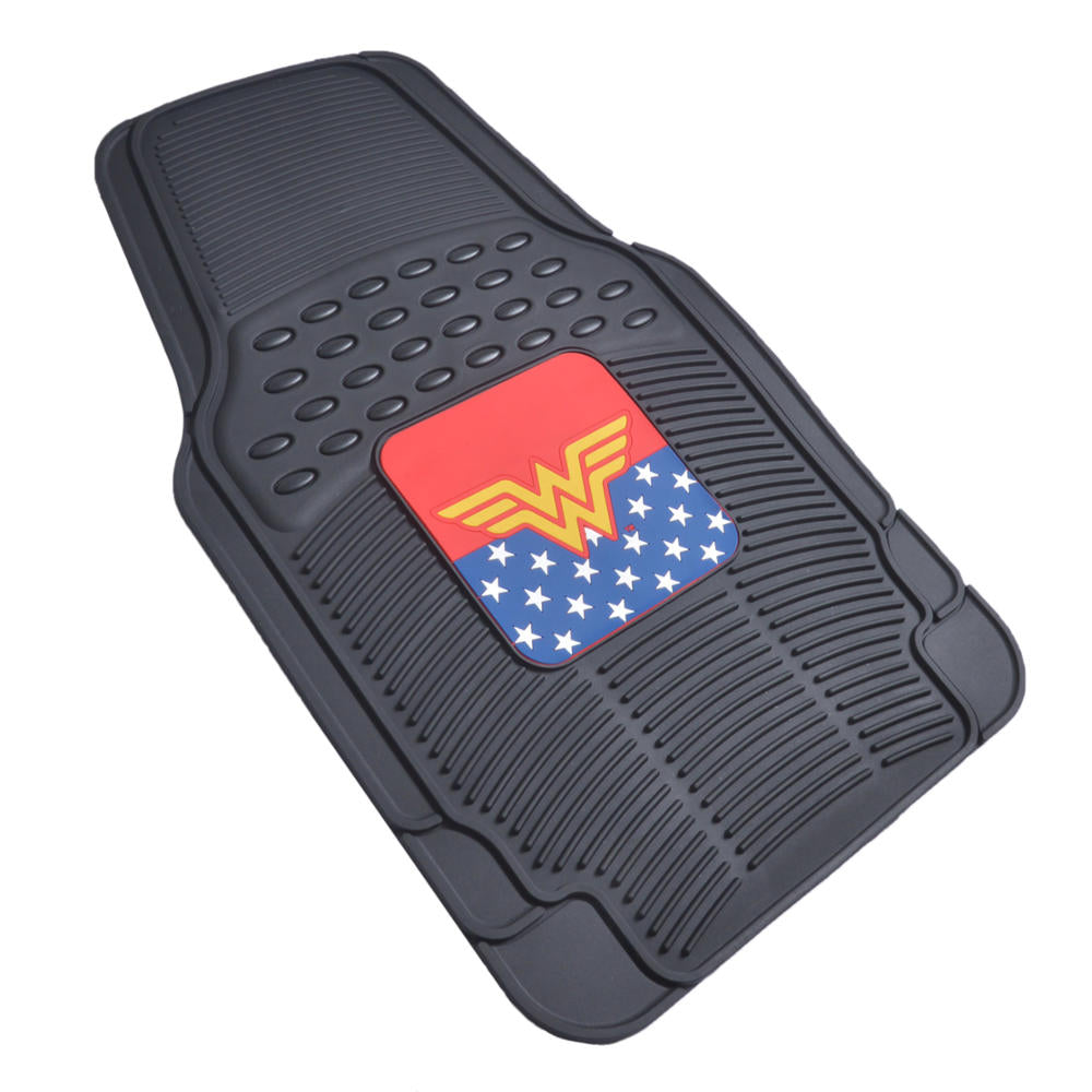 BDK Armored Super Hero Car Floor Mats - Officially Licensed DC Comics - All Weather Heavy Duty Auto Interior Liners for Car Truck Van SUV